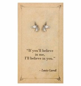 ZAD Literary Quotes Unicorn Post Earrings