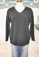 High Low Garment Dyed V-Neck Sweater