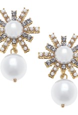 CANVAS Style Cora Pearl & Pave Sunburst Drop Earrings in Ivory