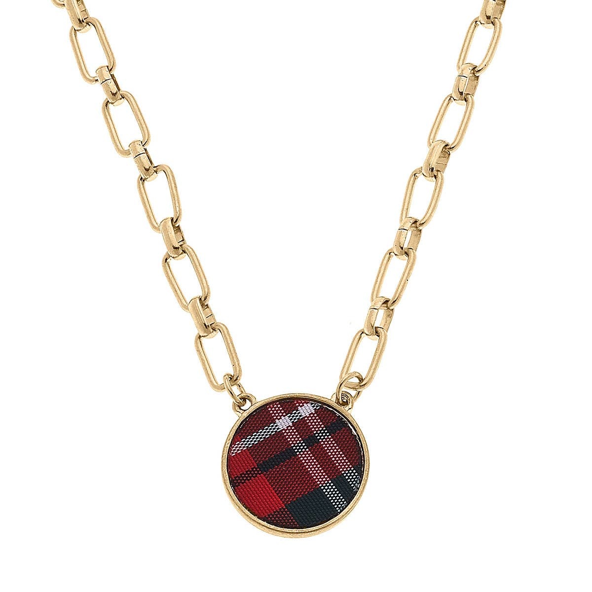 CANVAS Style Corrie Tartan Pendant Necklace / Red