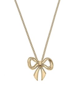 CANVAS Style Dominique Bow Pendant Necklace in Worn Gold