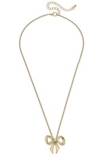 CANVAS Style Dominique Bow Pendant Necklace in Worn Gold