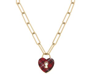 Monclér Tartan Heart Padlock Necklace in Red - Josephs Department Store
