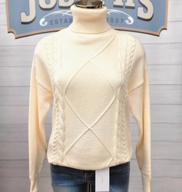 Cable Knit Turtle Neck Sweater, Ivory