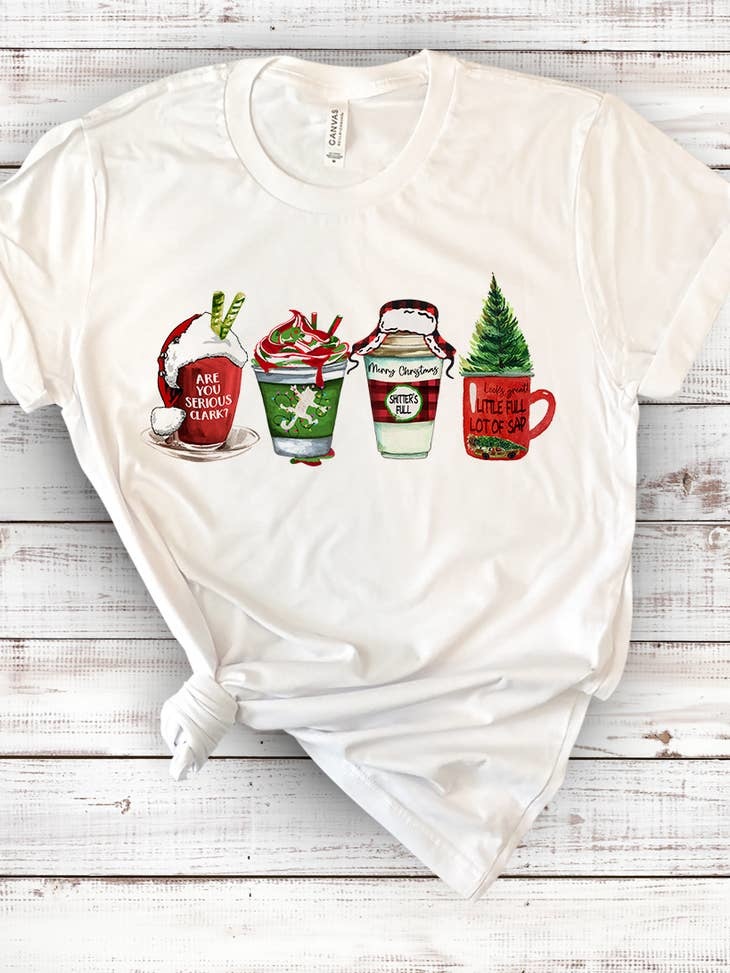 House of Rodon Christmas Vacation Coffee Cups T-Shirt, White