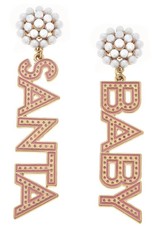 CANVAS Style Noelle Enamel Santa Baby Earrings in Pink & White