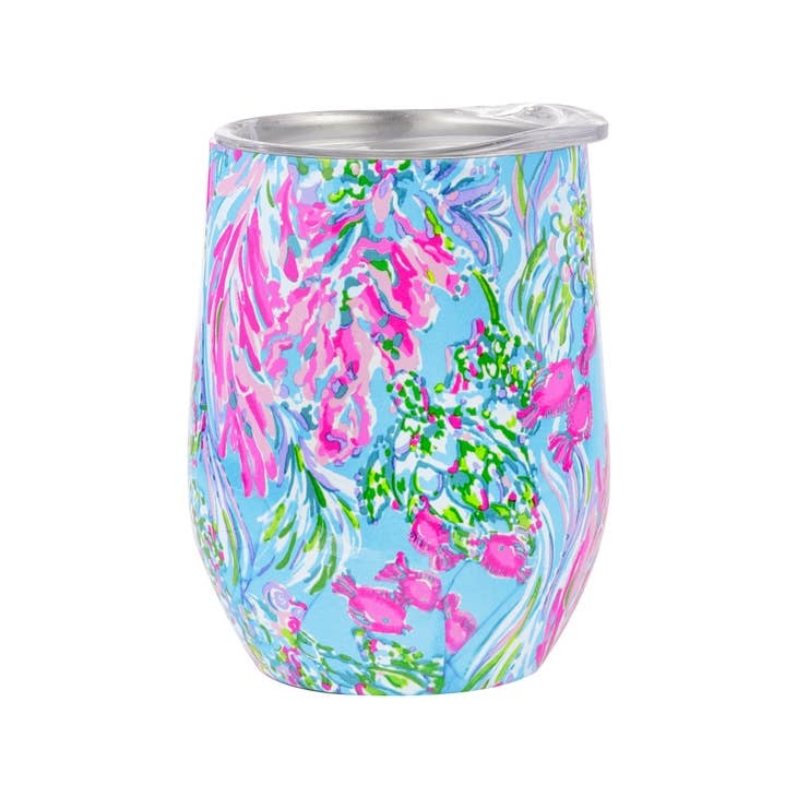 Lilly Pulitzer Stemless Stainless Steel Wine Glass, Best Fishes