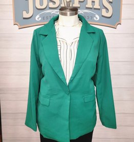 Long Sleeves Boyfriend Blazer, Kelly Green