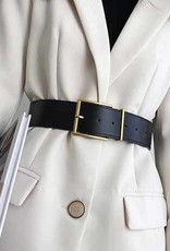 Chic Gold Buckle Belt, BLACK