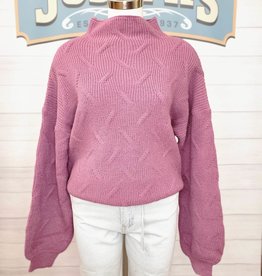High Neck Oversized Pullover Sweater, Purple Orchid