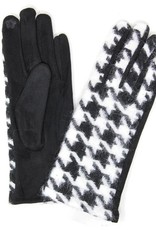 Fashion City Houndstooth Pattern Smart Touch Gloves, Black, One Size