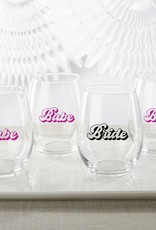 Kate Aspen 15 oz. Stemless Wine Glass - Retro Bride & Babe (Set of 4)