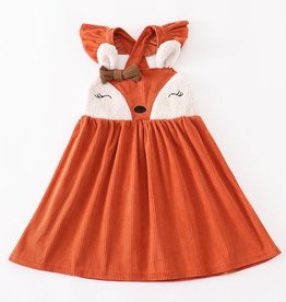 Orange Corduroy Fox Dress