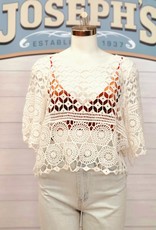 Lace Cutout Round Neck Half Sleeves Top