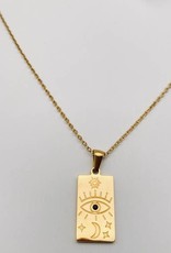 Mio Queena 18K Gold-plated Stainless Steel Tarot Card Pendant Necklace, Eye