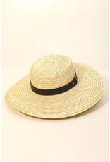 Anarchy Street Straw Braided Faux Leather Strap Sun Hat Black