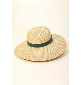 Anarchy Street Straw Braided Faux Leather Strap Sun Hat Green