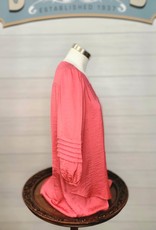 Darling Pink Tiered Bottom L/S Blouse