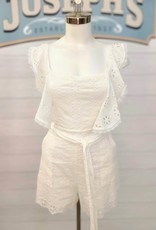 Sweet Lemon Lace Tie Waist and Back Romper, White
