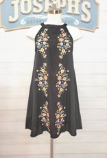 Embroidered A Line Dress, Black