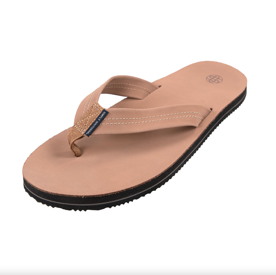 Simply Southern Leather Flip Flop, Chestnut