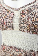 Sheer Lace Trim Floral Woven Sleeveless Top