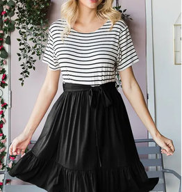 Solid & Stripe Mini Dress W/Ruffles