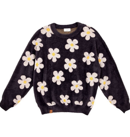 Simply Southern Fuzzy Crew Daisy Sweater, Ash