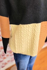 Color Block Knit Sweater, Blk/Moc