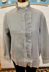 Ruffle Button Down Long Sleeve Shirt