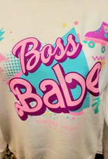 Simply Southern Boss Babe Sweatshirt, White