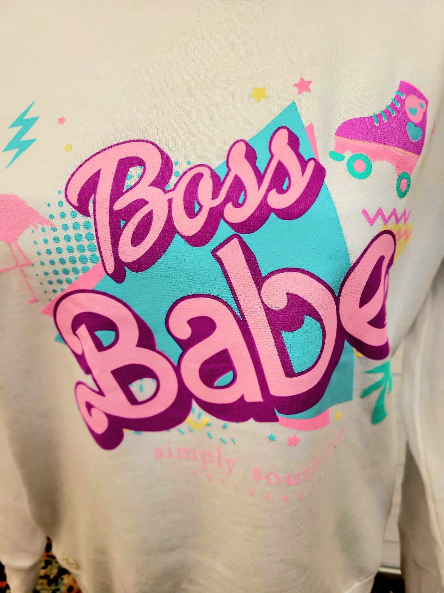 Simply Southern Boss Babe Sweatshirt, White