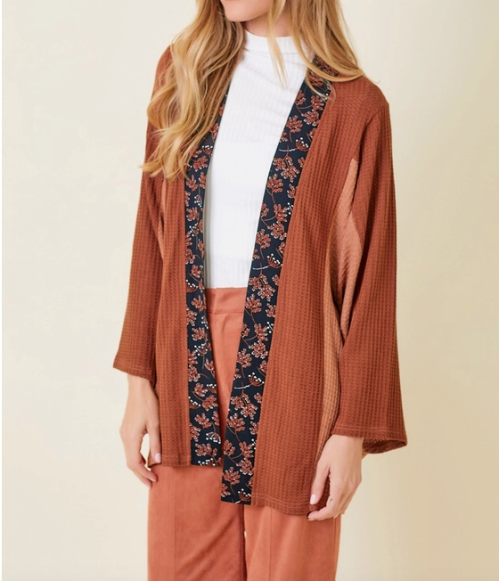 Mystree Mix Media Kimono, Rust