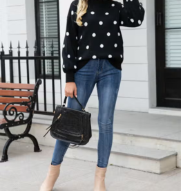 Polka Dot Knit Sweater, Black