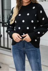 Polka Dot Knit Sweater, Black
