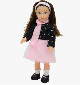The New York Doll Company 6.5" Mini Posable Doll-Polka Dot Top with Pink Skirt