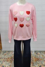 Thomas and Co. Pink Chenille Patch Sweatshirt