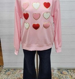 Thomas and Co. Pink Chenille Patch Sweatshirt