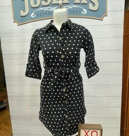 SM Wardrobe Black Polka Dot Corduroy Full Sleeve Dress