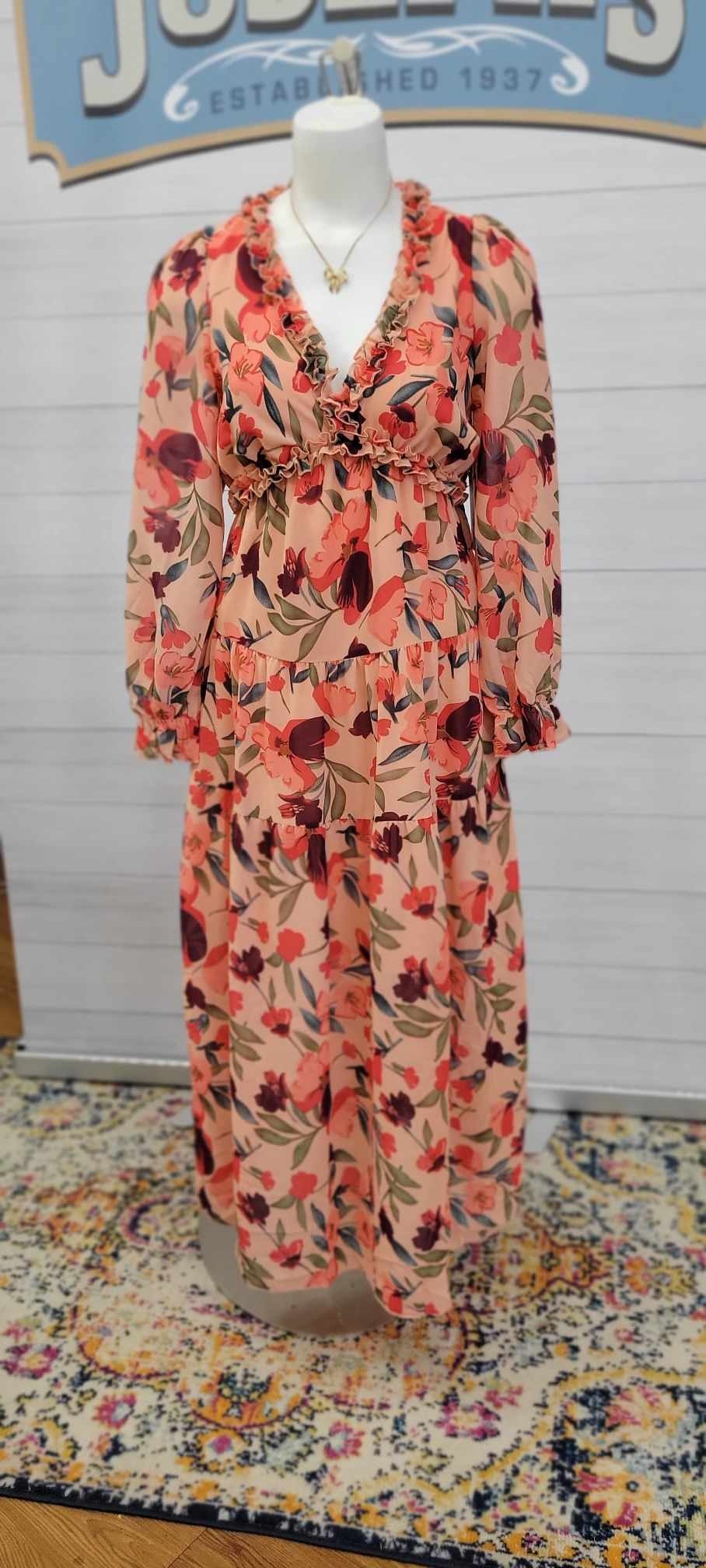 Thomas and Co. LS Blush Floral Dress