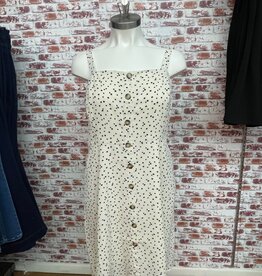 Cream/Black Flower Button Front Dress, 2XL