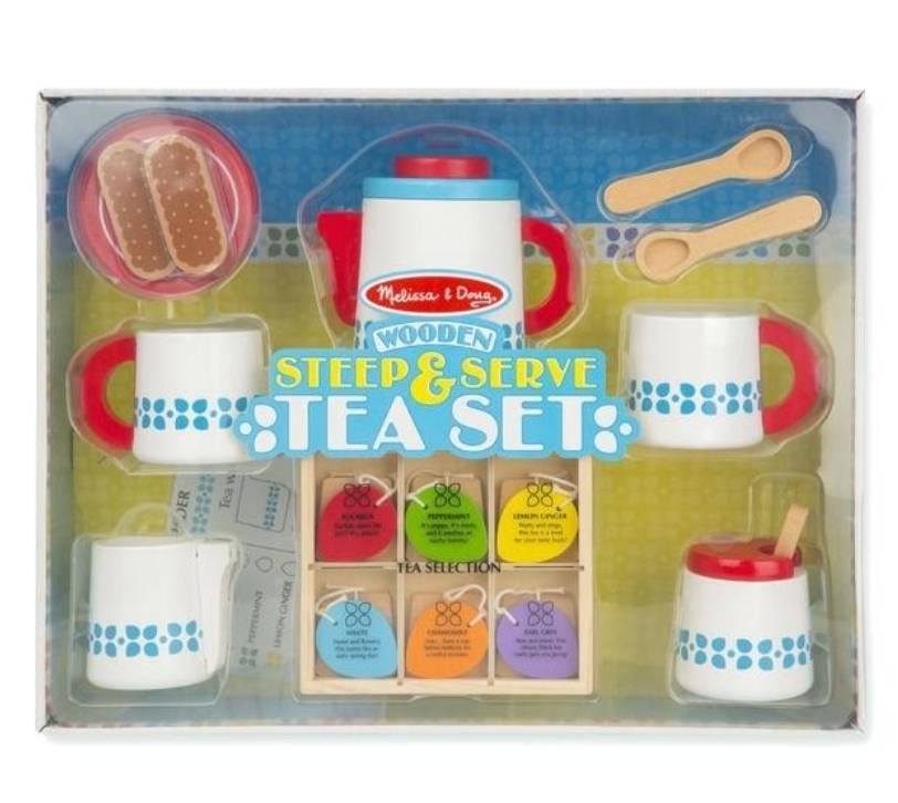 melissa and doug wooden steep and serve tea set