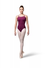 Bloch L9897-Cora Check Mesh Cross Back Cami Leotard-AFRICAN VIOLET