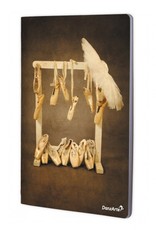 DanzArte NO-A4-M12-“Hanging Pointe Shoes” A4 Laminated Notebook (8.5''x11'')