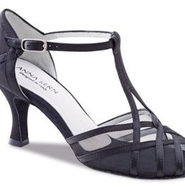 Anna Kern 640-60-Ballroom Shoes 2.5" Suede Sole Satin-BLACK