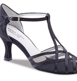 Anna Kern 640-60-Souliers de Danse Sociale 2.5" Semelle de Suède Satin-NOIR