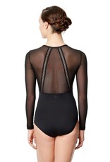 Lulli Dancewear LUF596-Simona Mesh Long Sleeve Leotard-BLACK