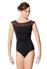 Lulli Dancewear LUF593-Priscila Mesh Cap Sleeve Dance Leotard-BLACK-LARGE