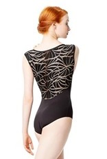 Lulli Dancewear LUF562-Aitana Cap Sleeve Geo Mesh Dance Leotard-BLACK