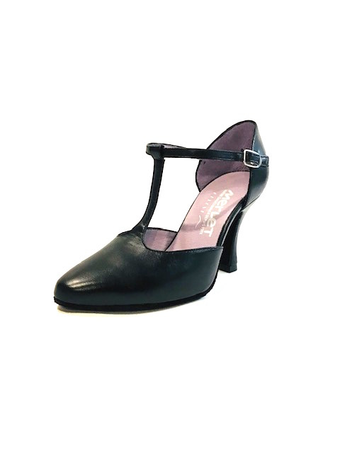 Merlet LARA-1300-001-Ballroom Shoes 3" Suede Sole Metis Leather-BLACK